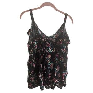 Torrid Black Floral baby doll tank top spaghetti straps size 1X